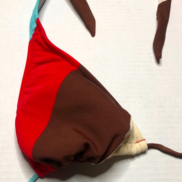 Color Blocked String Bikini Top - Picture 4 of 5